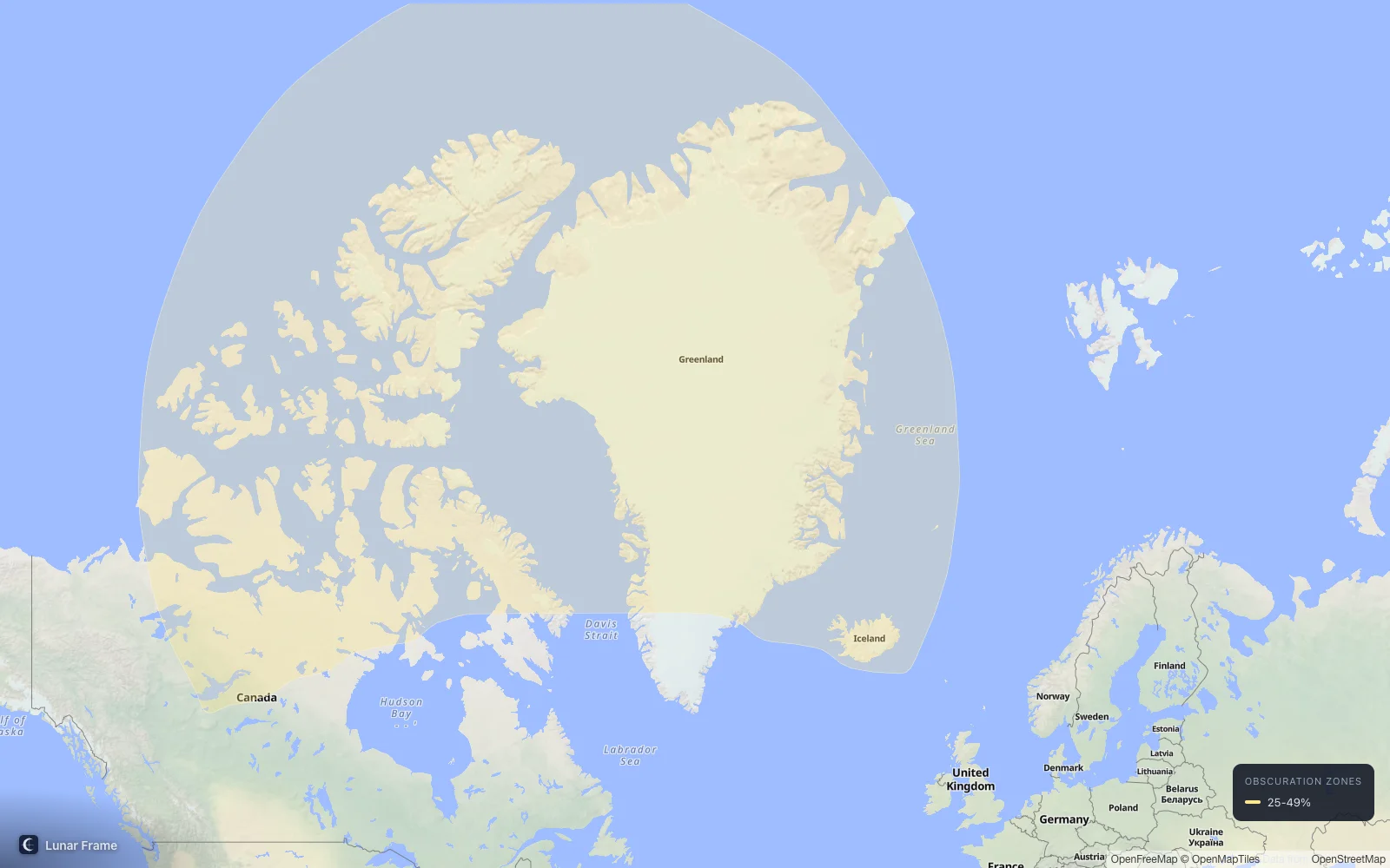 Coverage map: Partial solar eclipse 12 June 2029